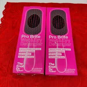 2X Conair The Knot Dr. Pro Brite Wet & Dry Detangler Pink Hair Brushes